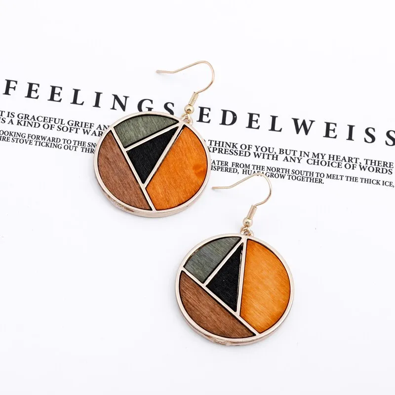 Wood Geometric Earrings