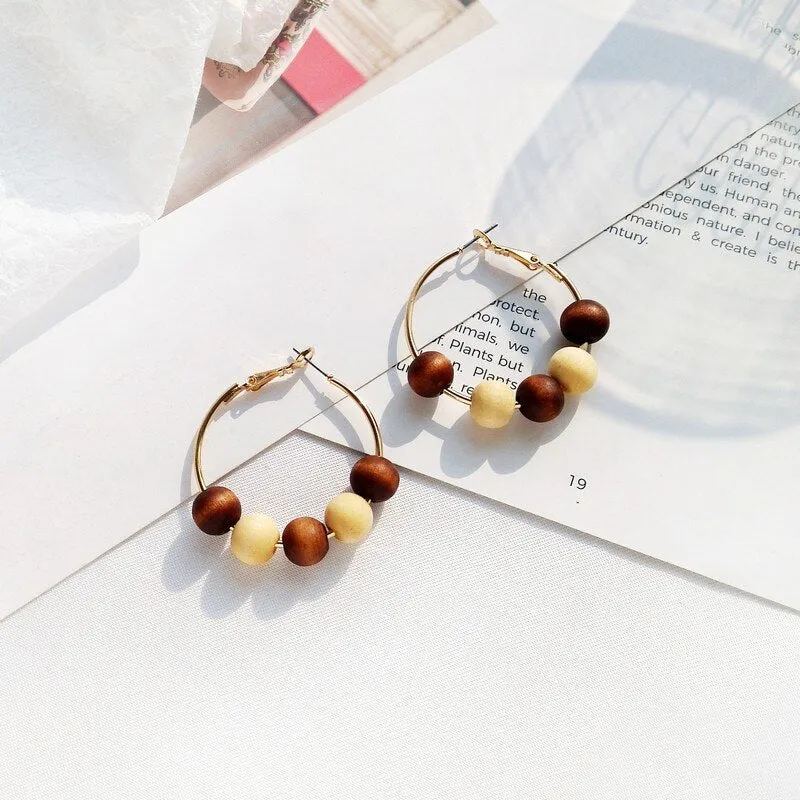 Wood Geometric Earrings