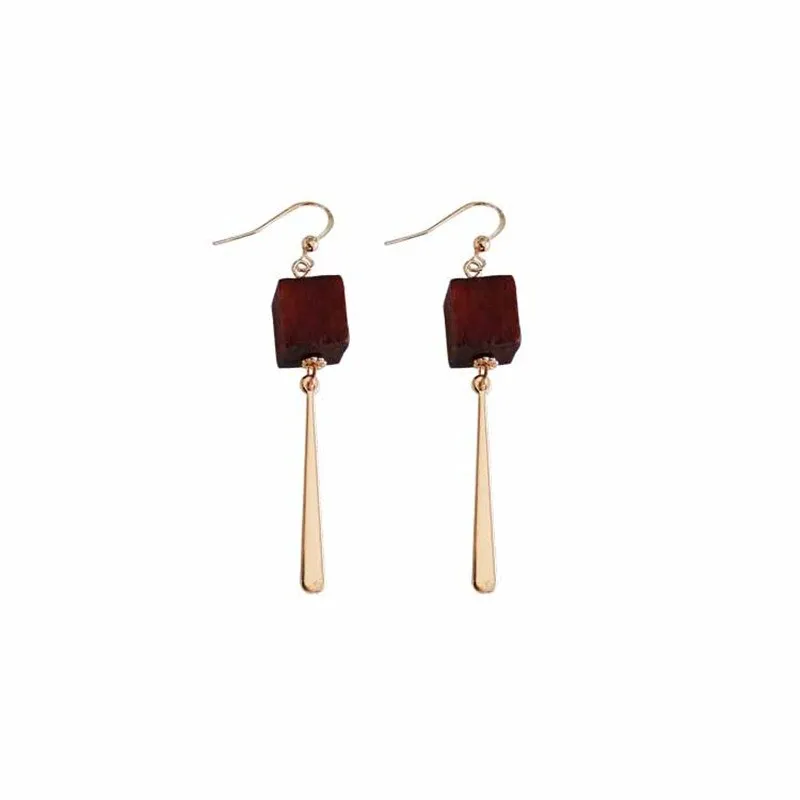 Wood Geometric Earrings
