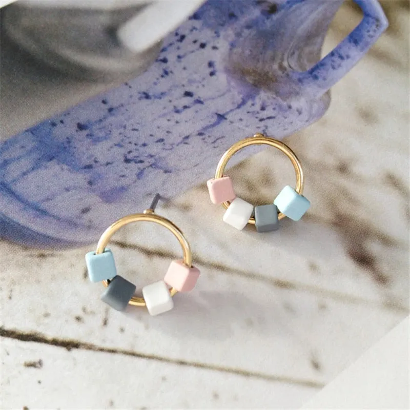 Wood Geometric Earrings