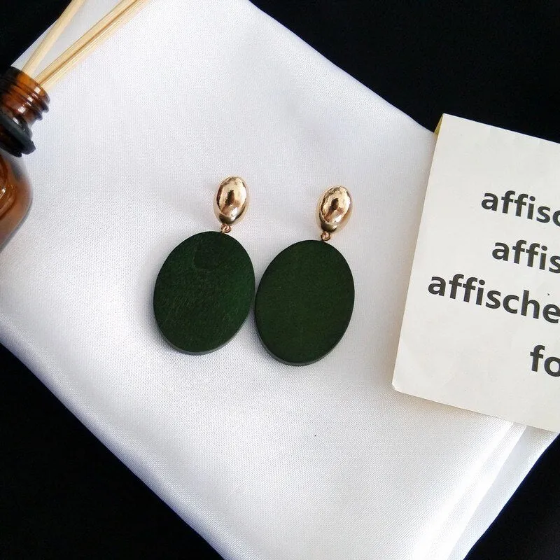 Wood Geometric Earrings