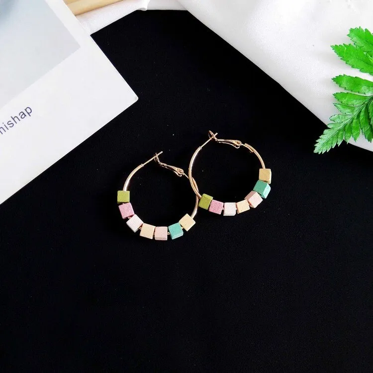 Wood Geometric Earrings