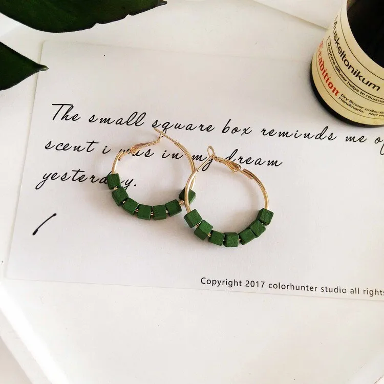 Wood Geometric Earrings