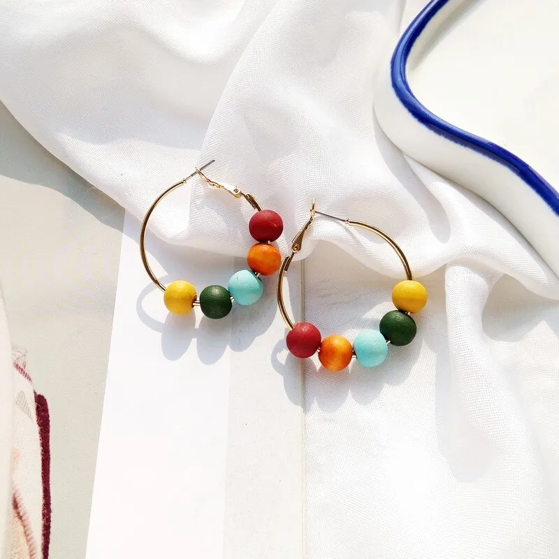Wood Geometric Earrings