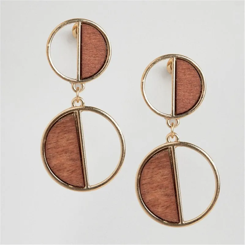 Wood Geometric Earrings