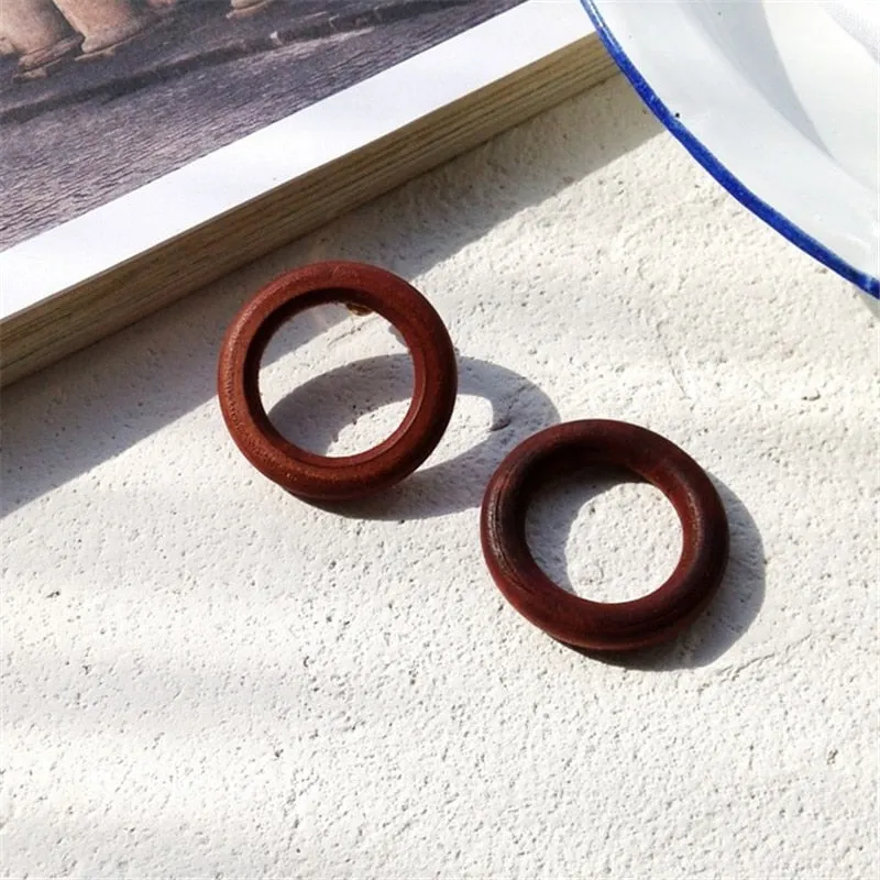 Wood Geometric Earrings