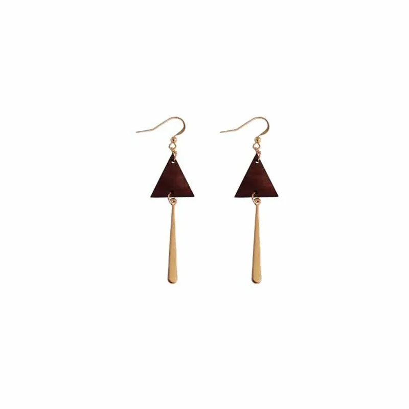 Wood Geometric Earrings