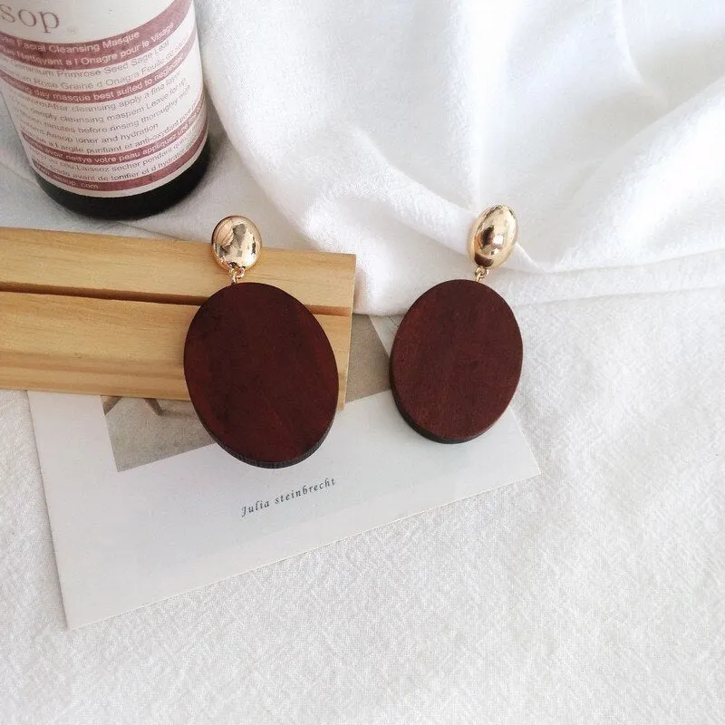 Wood Geometric Earrings