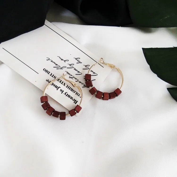 Wood Geometric Earrings