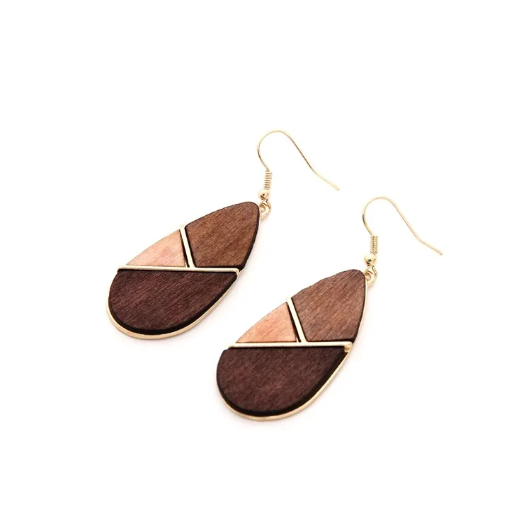 Wood Geometric Earrings