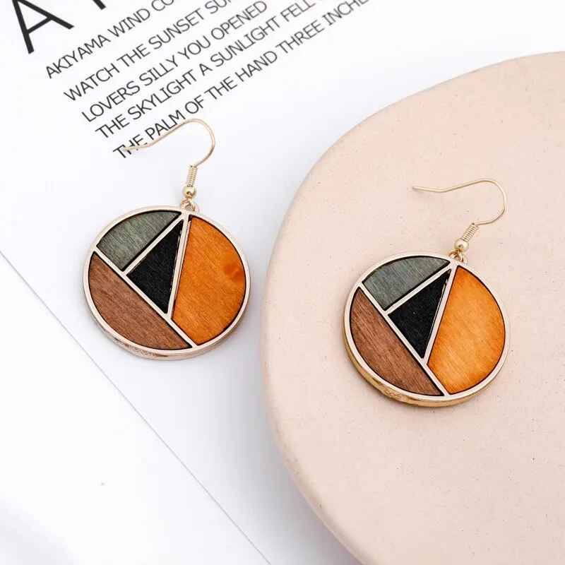 Wood Geometric Earrings