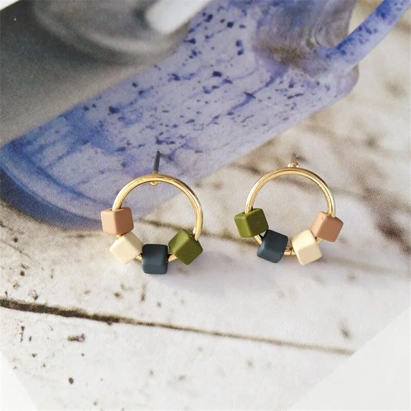 Wood Geometric Earrings